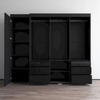 Armadio contemporaneo nero/grigio/bianco con specchio e ante in vetro
