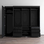 Armadio contemporaneo nero/grigio/bianco con specchio e ante in vetro