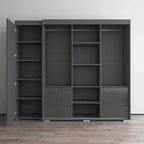 Armadio contemporaneo nero/grigio/bianco con specchio e ante in vetro