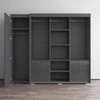 Armadio contemporaneo nero/grigio/bianco con specchio e ante in vetro