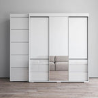 Armadio contemporaneo nero/grigio/bianco con specchio e ante in vetro