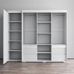 Armadio contemporaneo nero/grigio/bianco con specchio e ante in vetro