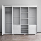 Armadio contemporaneo nero/grigio/bianco con specchio e ante in vetro
