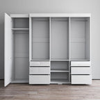 Armadio contemporaneo nero/grigio/bianco con specchio e ante in vetro