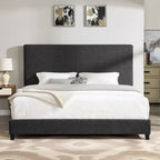 Letto a piattaforma Bridgevine Home con pannello imbottito alto grigio scuro