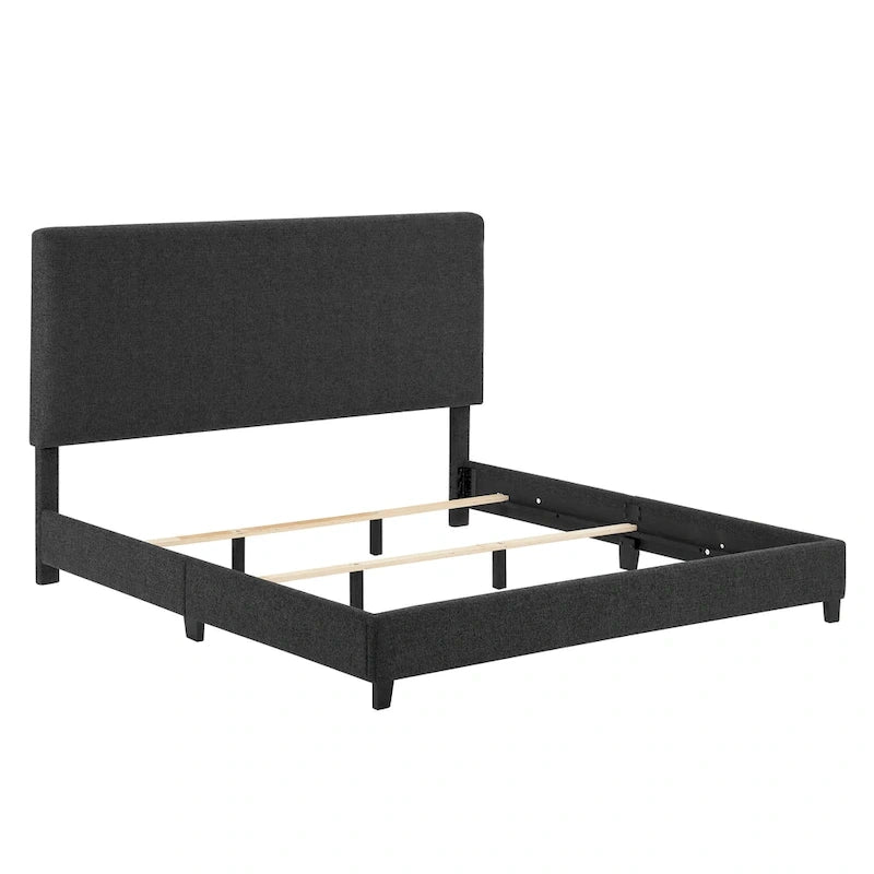 Letto a piattaforma Bridgevine Home con pannello imbottito alto grigio scuro