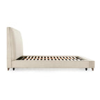 Letto a piattaforma imbottito in misto poliestere color crema con gambe affusolate (Queen / King / Cal King)