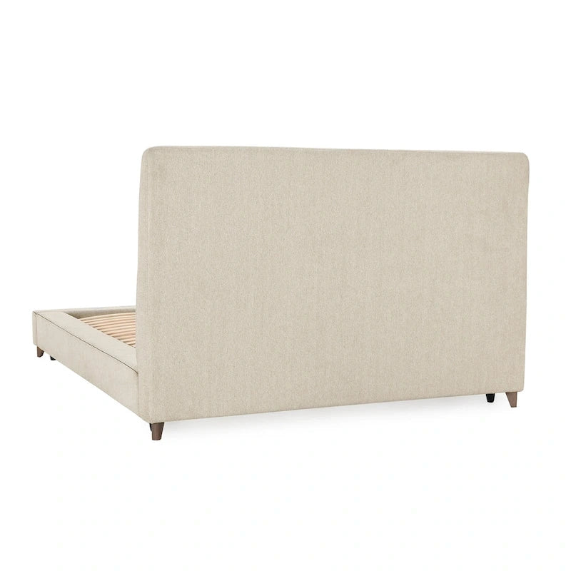 Letto a piattaforma imbottito in misto poliestere color crema con gambe affusolate (Queen / King / Cal King)