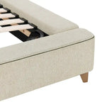Letto a piattaforma imbottito in misto poliestere color crema con gambe affusolate (Queen / King / Cal King)