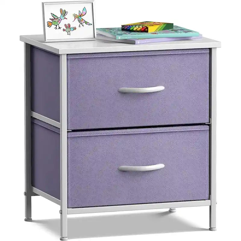 Comodino per bambini multi-colore a 2 cassetti con piano del tavolo (singolo)