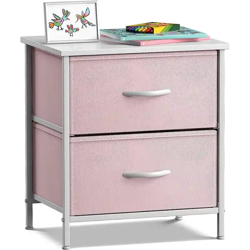 Comodino per bambini multi-colore a 2 cassetti con piano del tavolo (singolo)