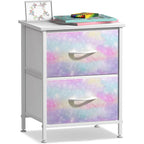 Comodino per bambini multi-colore a 2 cassetti con piano del tavolo (singolo)