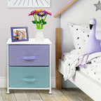 Comodino per bambini multi-colore a 2 cassetti con piano del tavolo (singolo)