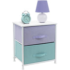 Comodino per bambini multi-colore a 2 cassetti con piano del tavolo (singolo)
