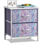Comodino per bambini multi-colore a 2 cassetti con piano del tavolo (singolo)