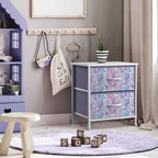Comodino per bambini multi-colore a 2 cassetti con piano del tavolo (singolo)
