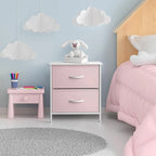 Comodino per bambini multi-colore a 2 cassetti con piano del tavolo (singolo)