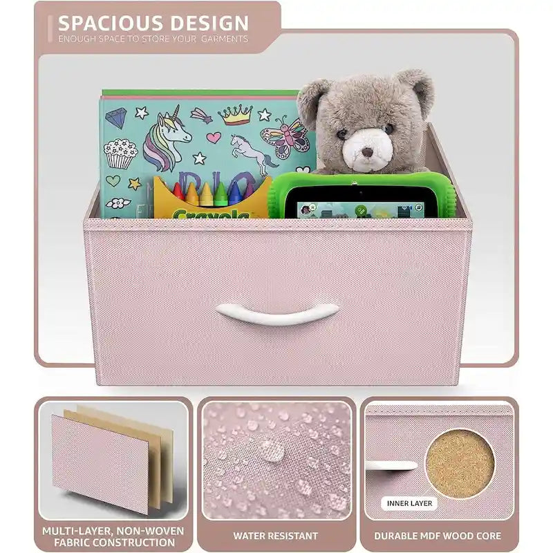 Comodino per bambini multi-colore a 2 cassetti con piano del tavolo (singolo)