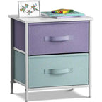 Comodino per bambini multi-colore a 2 cassetti con piano del tavolo (singolo)
