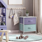 Comodino per bambini multi-colore a 2 cassetti con piano del tavolo (singolo)