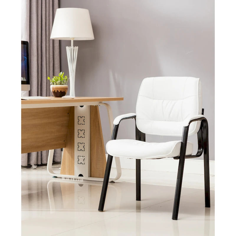 Sedia da conferenza direzionale in pelle PU, marrone/bianco/nera/bordeaux – Stile laterale, uso singolo