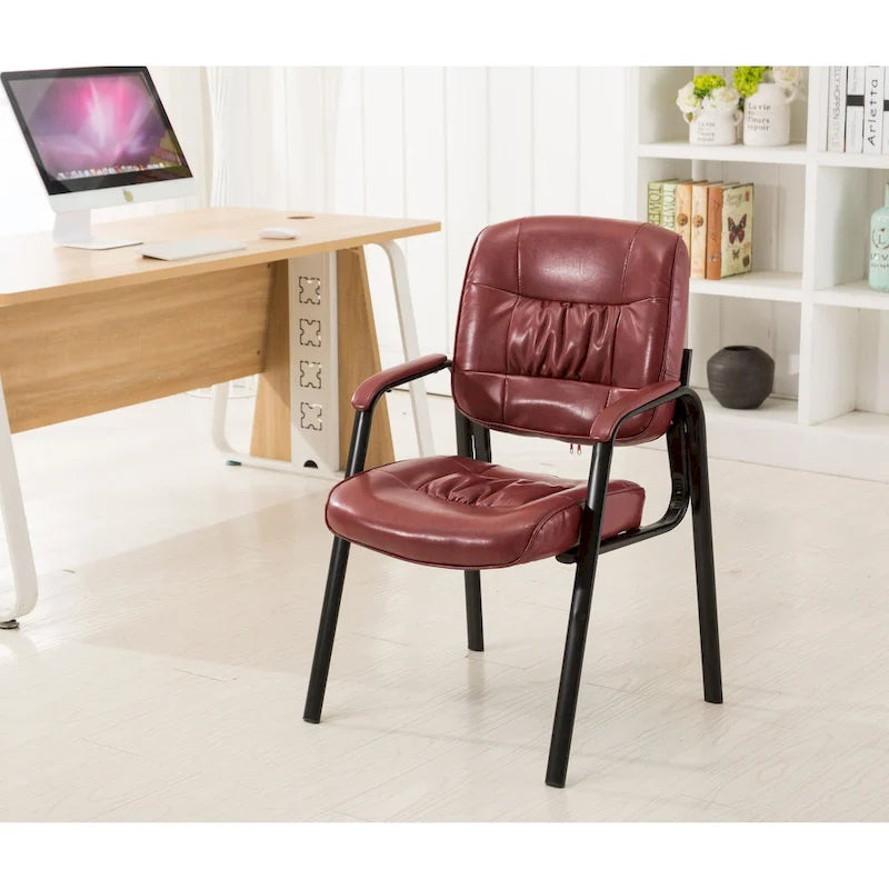 Sedia da conferenza direzionale in pelle PU, marrone/bianco/nera/bordeaux – Stile laterale, uso singolo