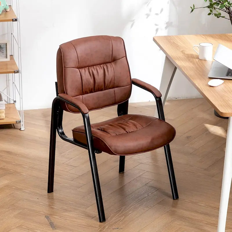 Sedia da conferenza direzionale in pelle PU, marrone/bianco/nera/bordeaux – Stile laterale, uso singolo