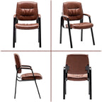 Sedia da conferenza direzionale in pelle PU, marrone/bianco/nera/bordeaux – Stile laterale, uso singolo