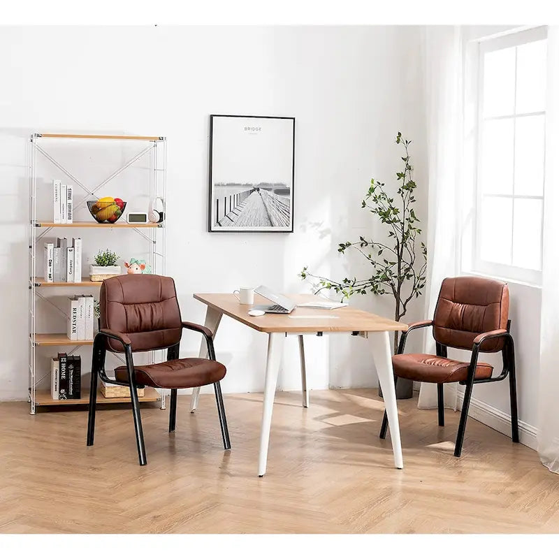 Sedia da conferenza direzionale in pelle PU, marrone/bianco/nera/bordeaux – Stile laterale, uso singolo