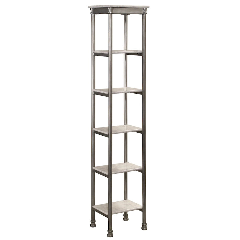 Grigio / Finto marmo Torre portaoggetti a 6 ripiani in metallo – Stile contemporaneo, Uso singolo