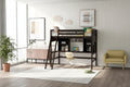 Twin size Loft Bed with Storage Shelves, Desk and Ladder