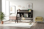 Twin size Loft Bed with Storage Shelves, Desk and Ladder