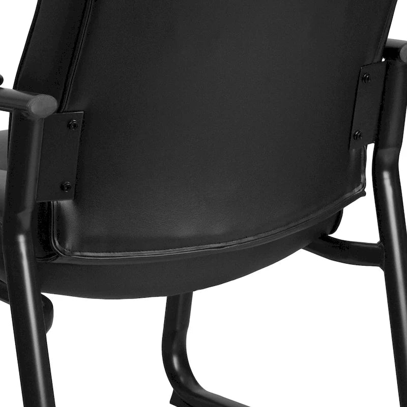 Sedia direzionale in similpelle nera – Base a slitta, Grande e alta, Monoutente