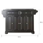 Isola cucina fissa nera con top in granito e finiture in legno