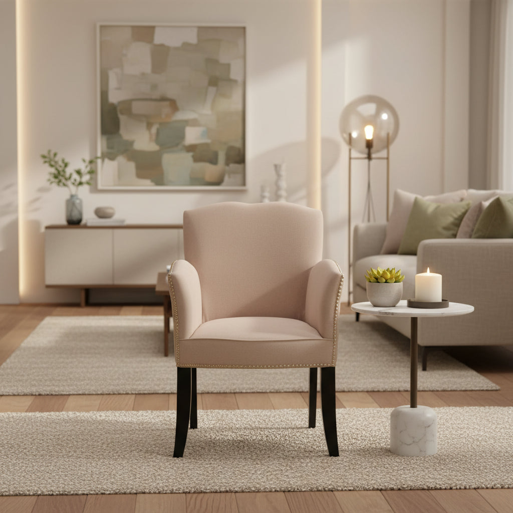 SAFAVIEH Veloudo Tan Linen Arm Chair - 24 x 25 x 36.2 - 24Wx25Dx36H