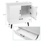 Mobiletto contenitore rustico bianco e marrone a 2 ante con cassetto estraibile