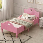 Letto per bambini Olive Green / Verde / Rosa chiaro / Bianco in formato Twin con sponde di sicurezza, testiera e pediera (Singolo)