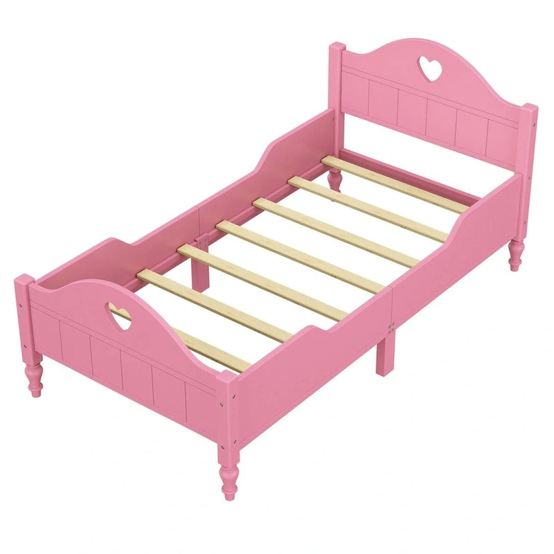 Letto per bambini Olive Green / Verde / Rosa chiaro / Bianco in formato Twin con sponde di sicurezza, testiera e pediera (Singolo)
