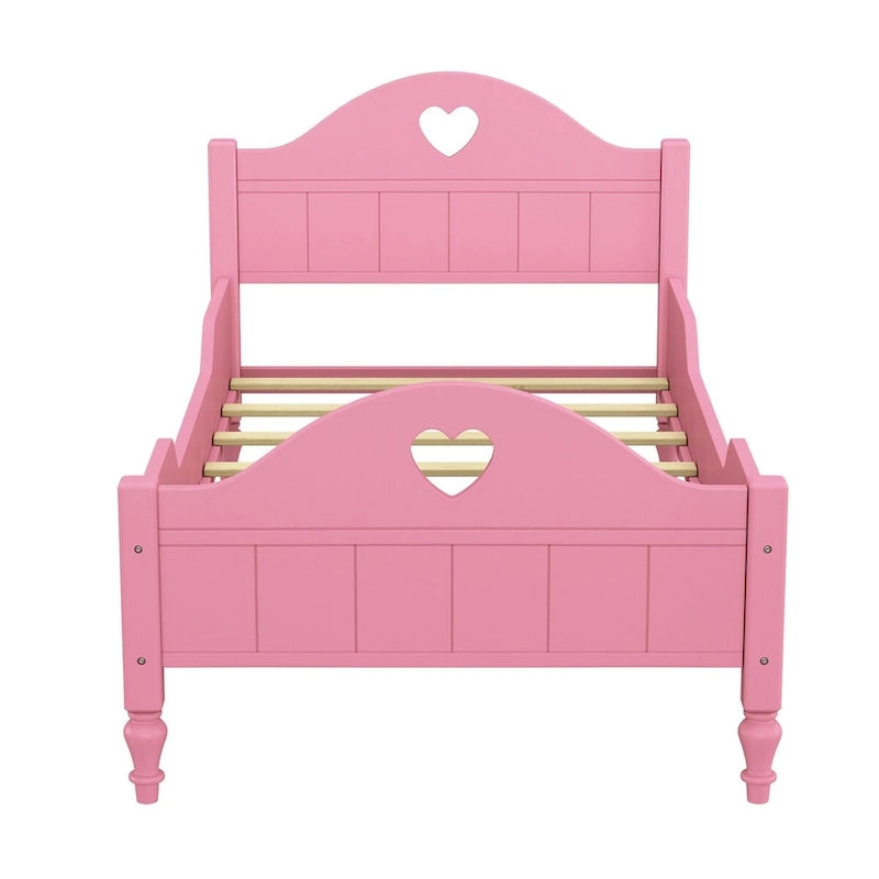 Letto per bambini Olive Green / Verde / Rosa chiaro / Bianco in formato Twin con sponde di sicurezza, testiera e pediera (Singolo)