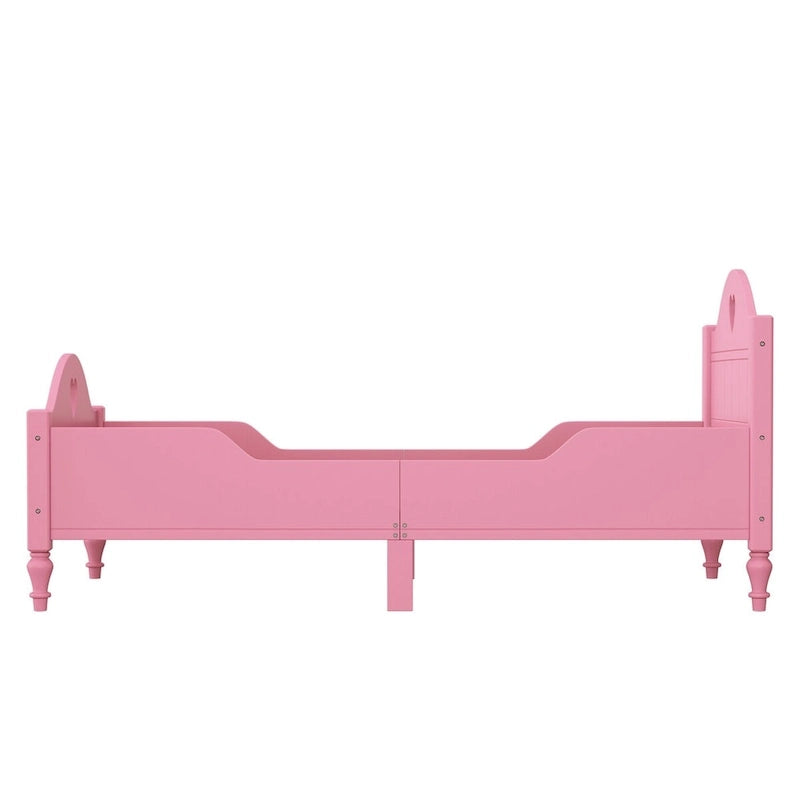 Letto per bambini Olive Green / Verde / Rosa chiaro / Bianco in formato Twin con sponde di sicurezza, testiera e pediera (Singolo)