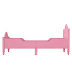 Letto per bambini Olive Green / Verde / Rosa chiaro / Bianco in formato Twin con sponde di sicurezza, testiera e pediera (Singolo)