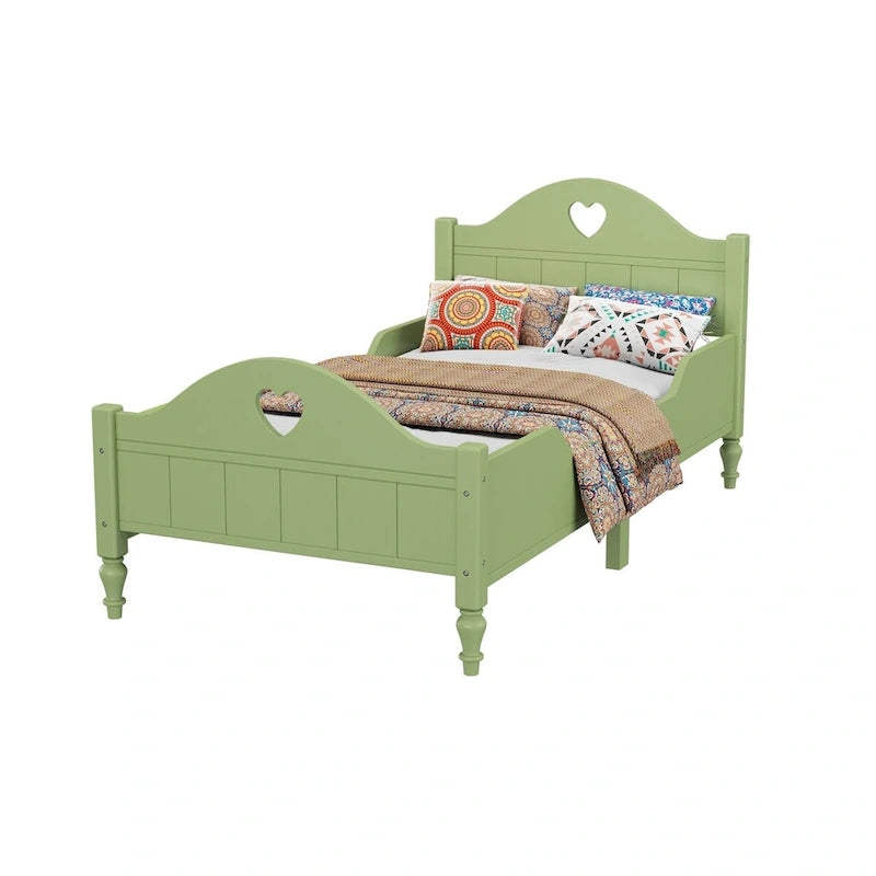 Letto per bambini Olive Green / Verde / Rosa chiaro / Bianco in formato Twin con sponde di sicurezza, testiera e pediera (Singolo)