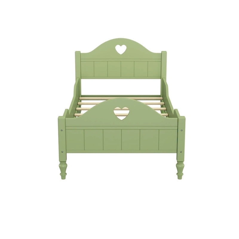 Letto per bambini Olive Green / Verde / Rosa chiaro / Bianco in formato Twin con sponde di sicurezza, testiera e pediera (Singolo)