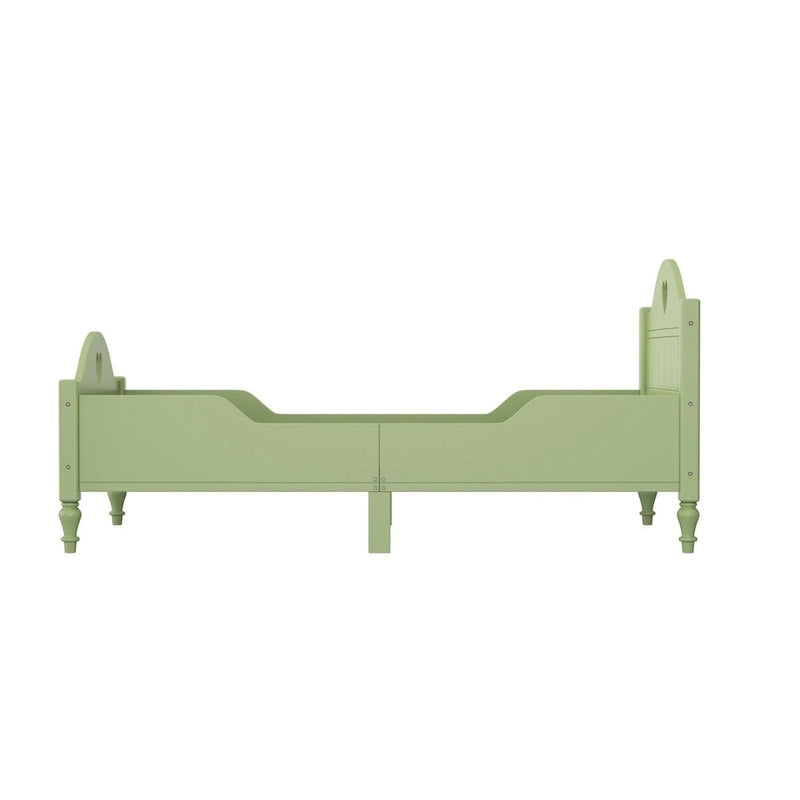 Letto per bambini Olive Green / Verde / Rosa chiaro / Bianco in formato Twin con sponde di sicurezza, testiera e pediera (Singolo)