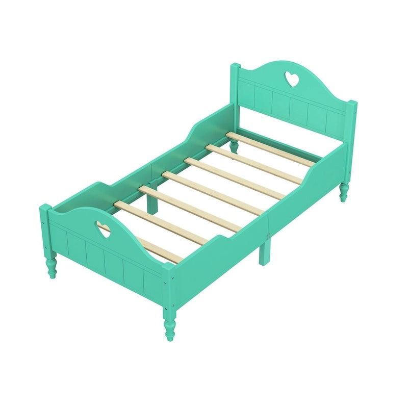 Letto per bambini Olive Green / Verde / Rosa chiaro / Bianco in formato Twin con sponde di sicurezza, testiera e pediera (Singolo)
