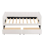 Divano letto singolo in velluto grigio/rosa/beige con testiera a righe e 2 cassetti (singolo)