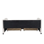Divano letto singolo in velluto grigio/rosa/beige con testiera a righe e 2 cassetti (singolo)