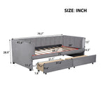 Divano letto singolo in velluto grigio/rosa/beige con testiera a righe e 2 cassetti (singolo)