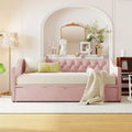 Lettino da giorno in velluto rosa / beige / grigio con letto estraibile a scomparsa (Singolo)