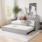 Lettino da giorno in velluto rosa / beige / grigio con letto estraibile a scomparsa (Singolo)